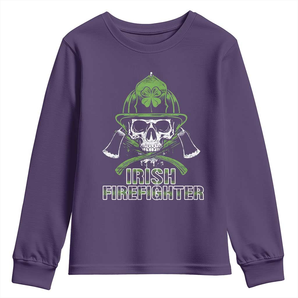 Irish Firefighter Youth Sweatshirt Shamrock Skull Man Of Fire
