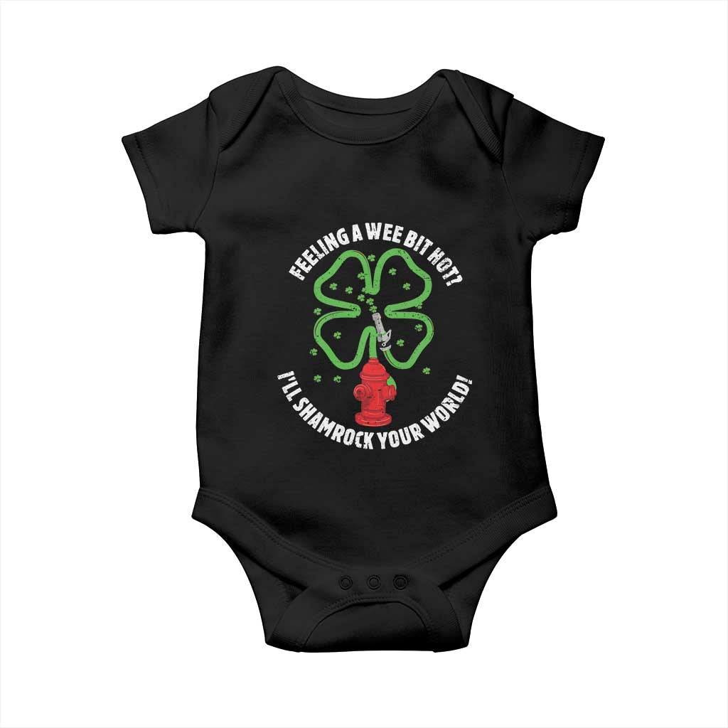 Funny Irish Firefighter Baby Onesie Feeling A Wee Bit Hot I'll Shamrock Your World