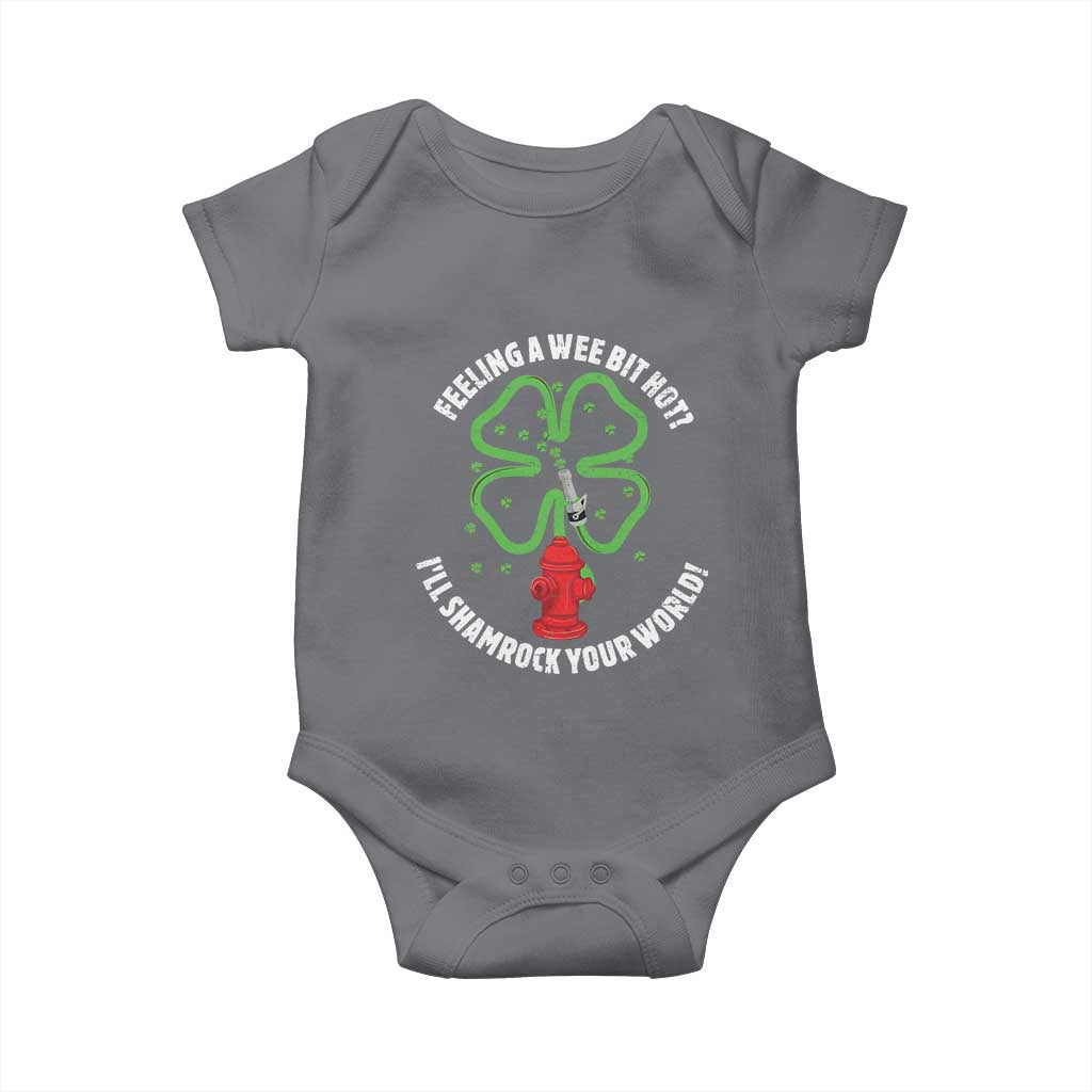Funny Irish Firefighter Baby Onesie Feeling A Wee Bit Hot I'll Shamrock Your World