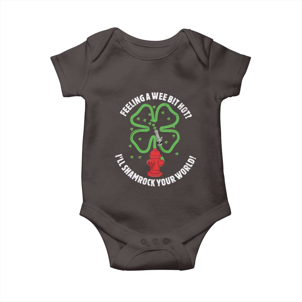 Funny Irish Firefighter Baby Onesie Feeling A Wee Bit Hot I'll Shamrock Your World