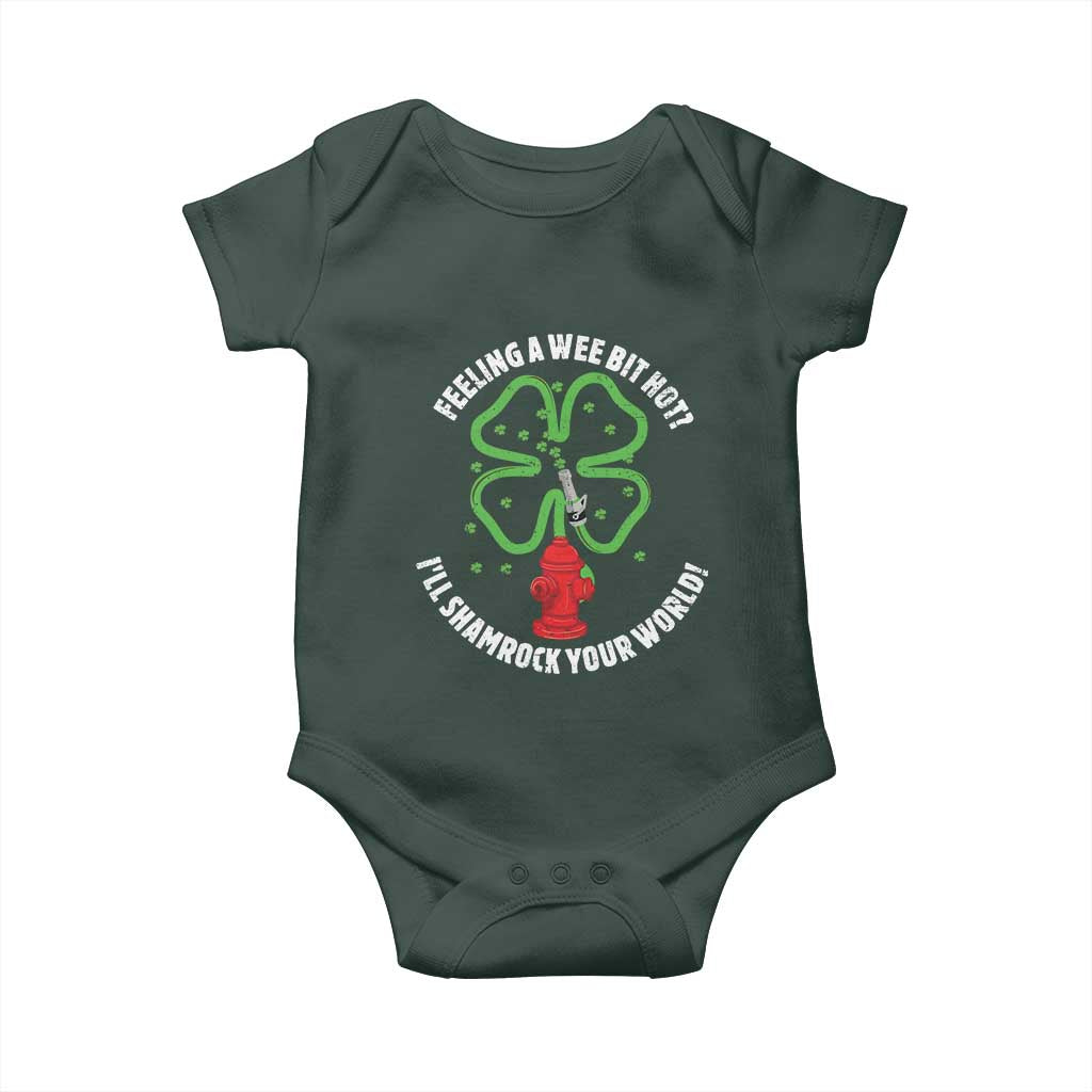 Funny Irish Firefighter Baby Onesie Feeling A Wee Bit Hot I'll Shamrock Your World