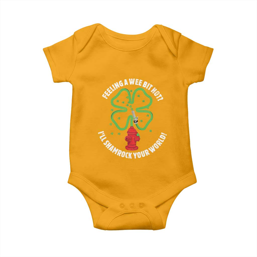 Funny Irish Firefighter Baby Onesie Feeling A Wee Bit Hot I'll Shamrock Your World