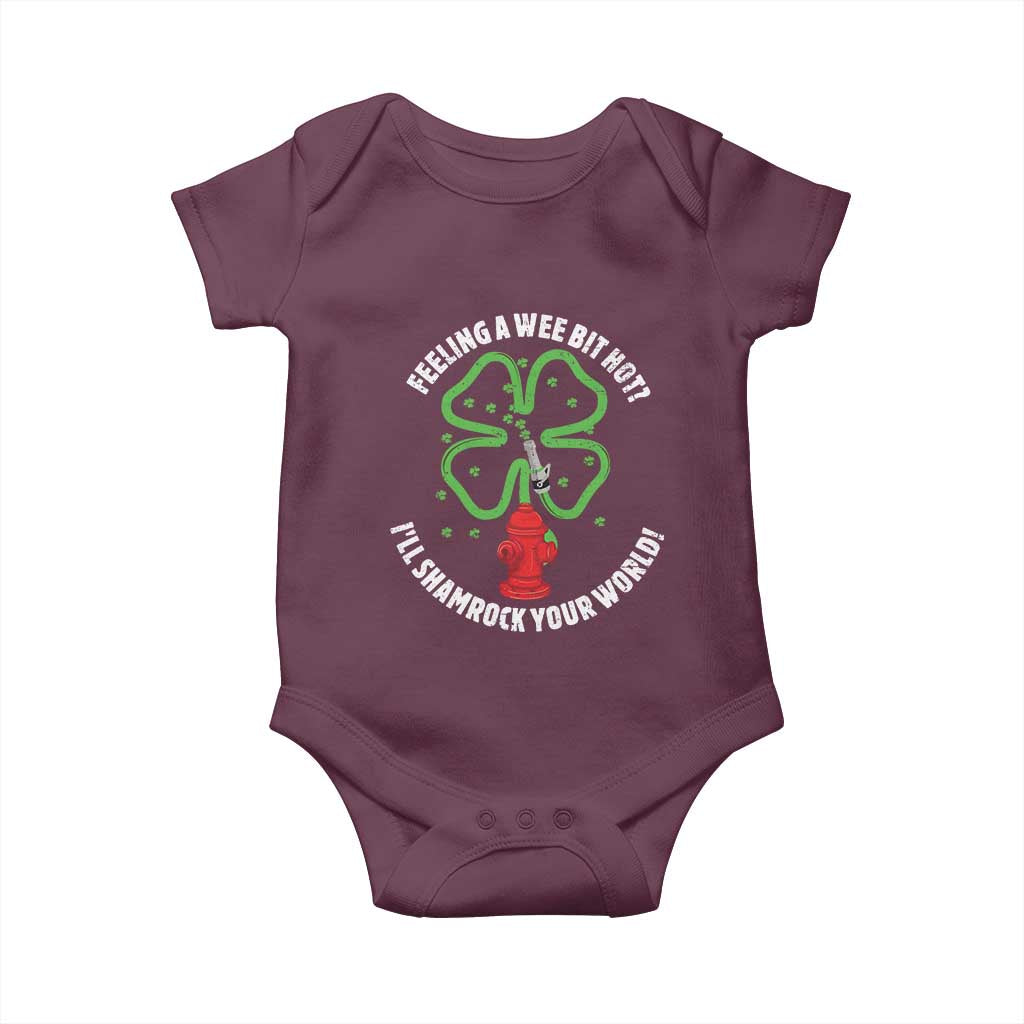 Funny Irish Firefighter Baby Onesie Feeling A Wee Bit Hot I'll Shamrock Your World
