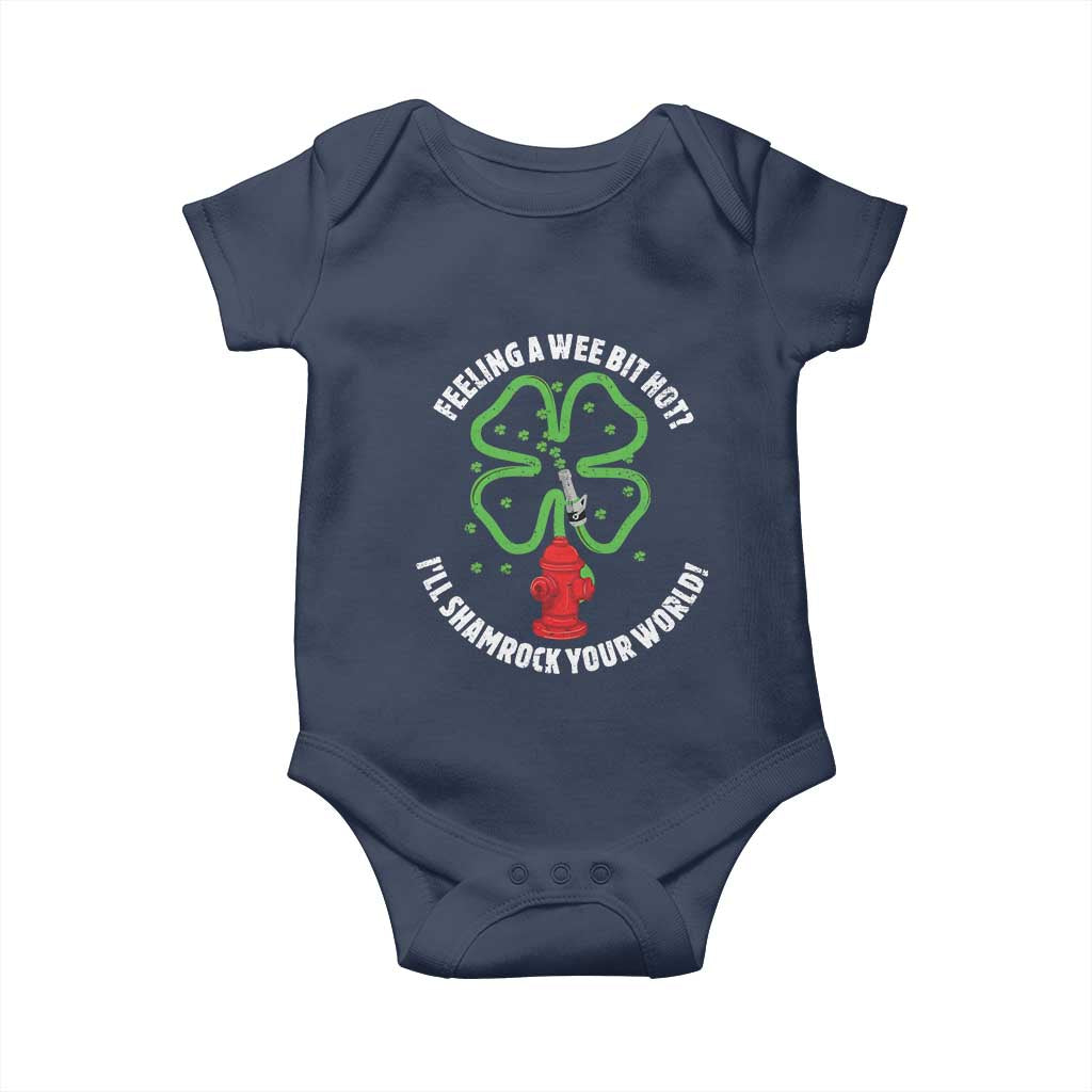 Funny Irish Firefighter Baby Onesie Feeling A Wee Bit Hot I'll Shamrock Your World