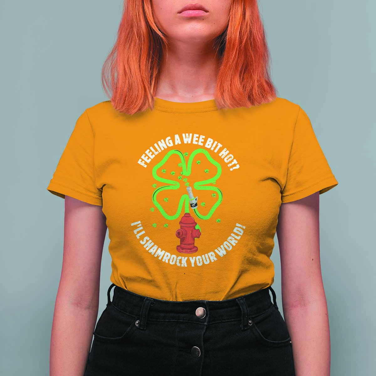 Funny Irish Firefighter T Shirt For Women Feeling A Wee Bit Hot I'll Shamrock Your World