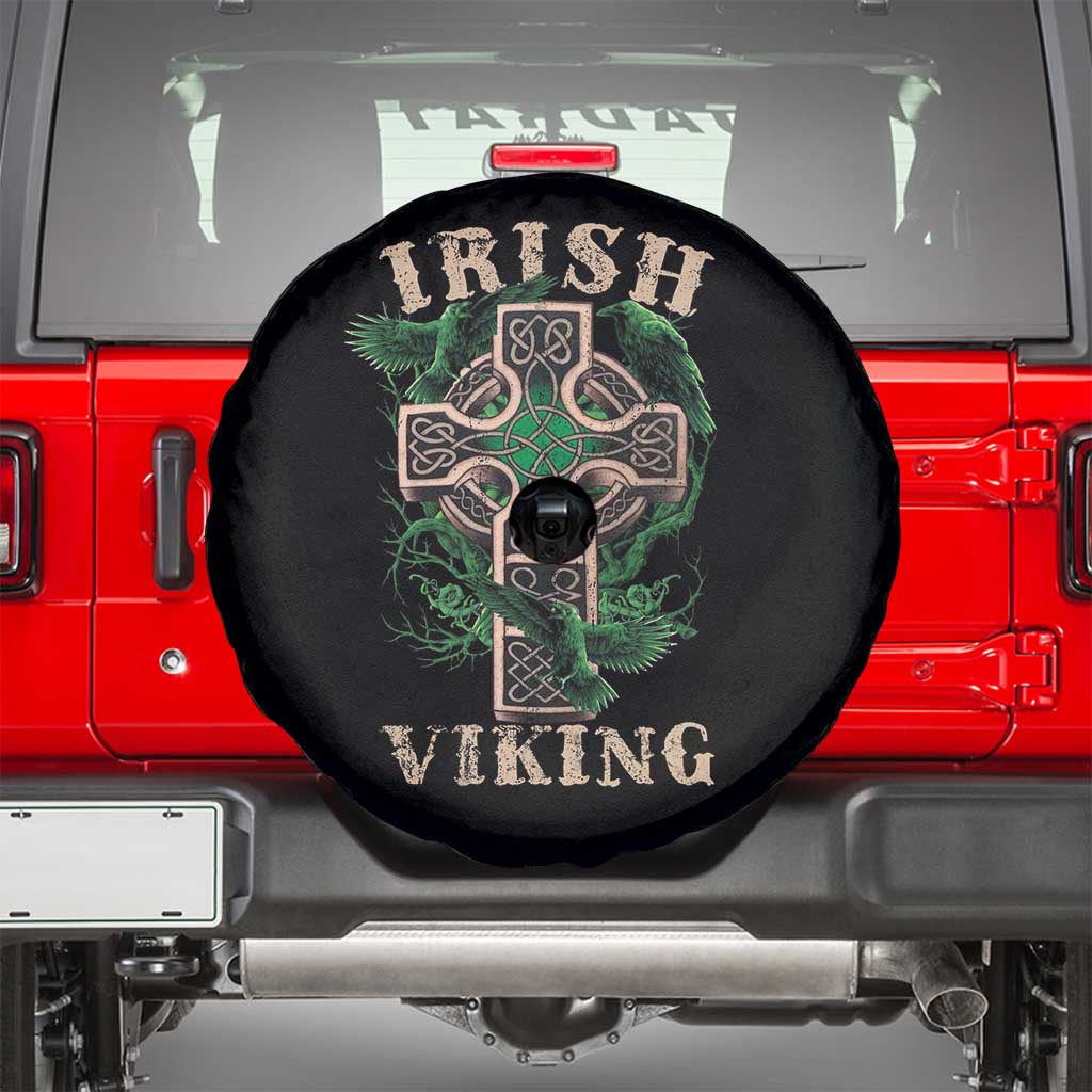 Irish Viking Spare Tire Cover Celtic Cross Odin's Raven