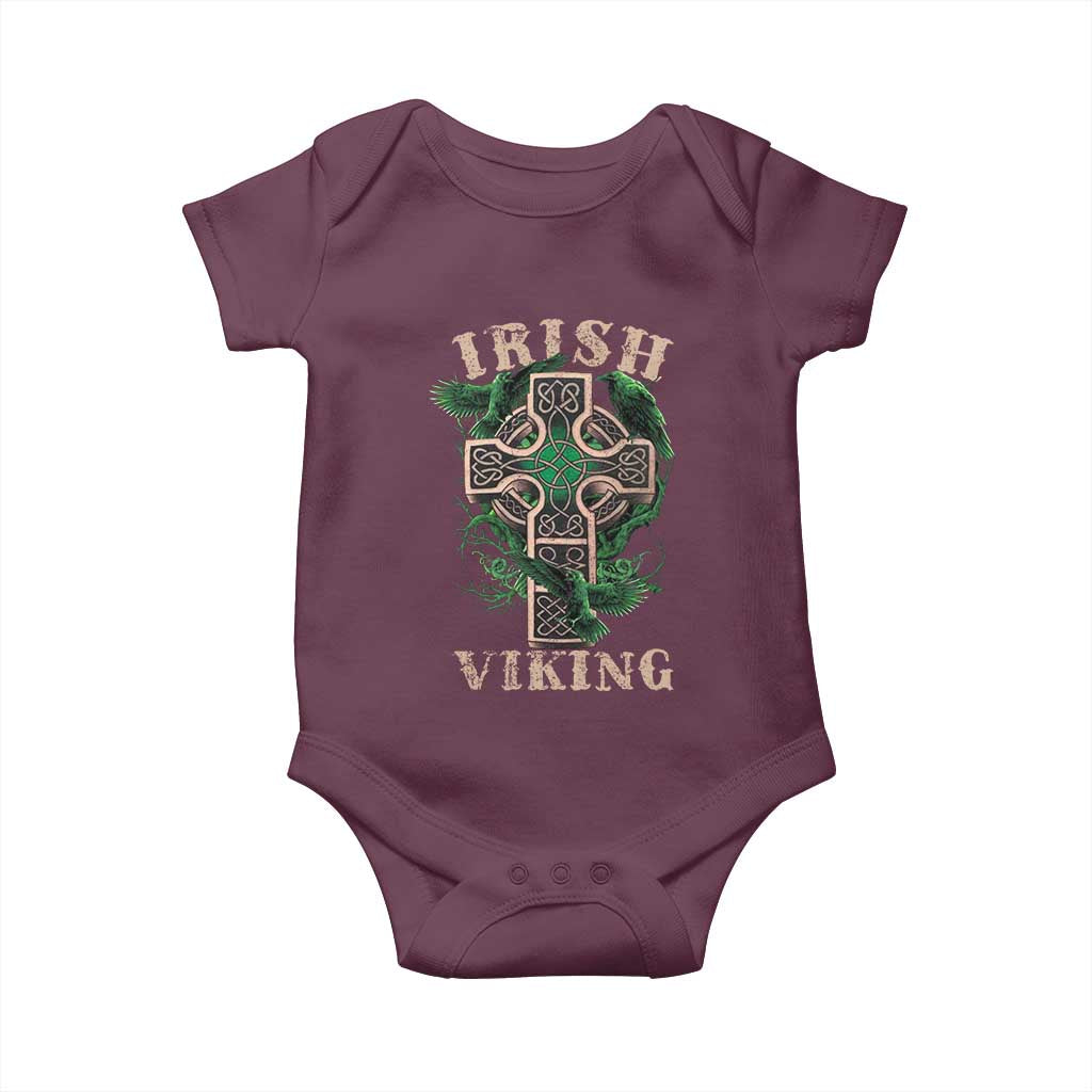 Irish Viking Baby Onesie Celtic Cross Odin's Raven