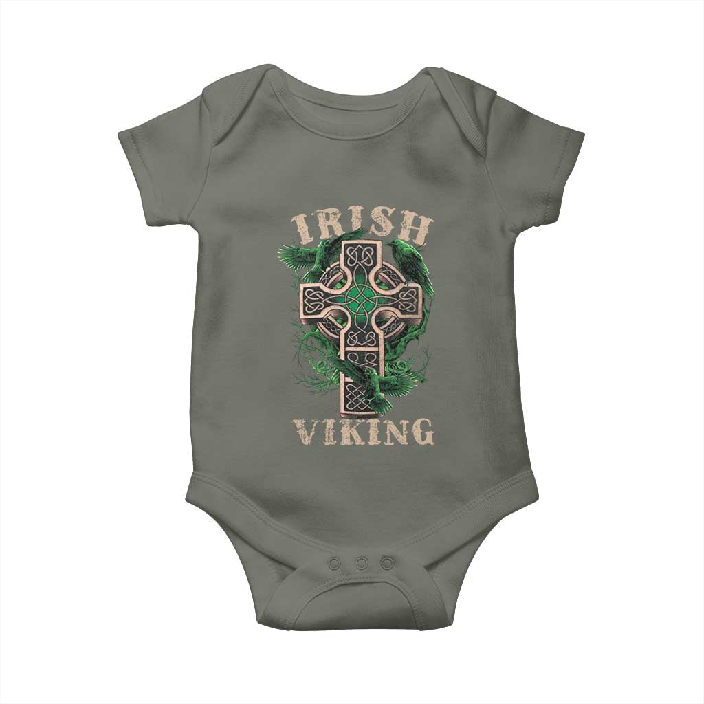 Irish Viking Baby Onesie Celtic Cross Odin's Raven