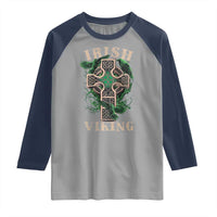 Irish Viking Raglan Shirt Celtic Cross Odin's Raven