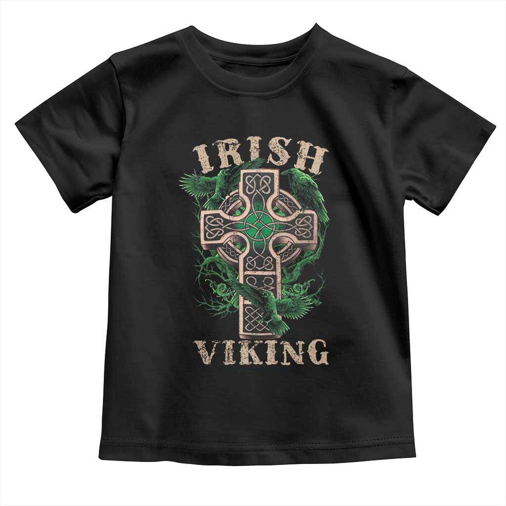 Irish Viking Toddler T Shirt Celtic Cross Odin's Raven