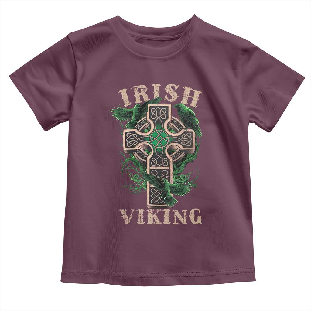 Irish Viking Toddler T Shirt Celtic Cross Odin's Raven