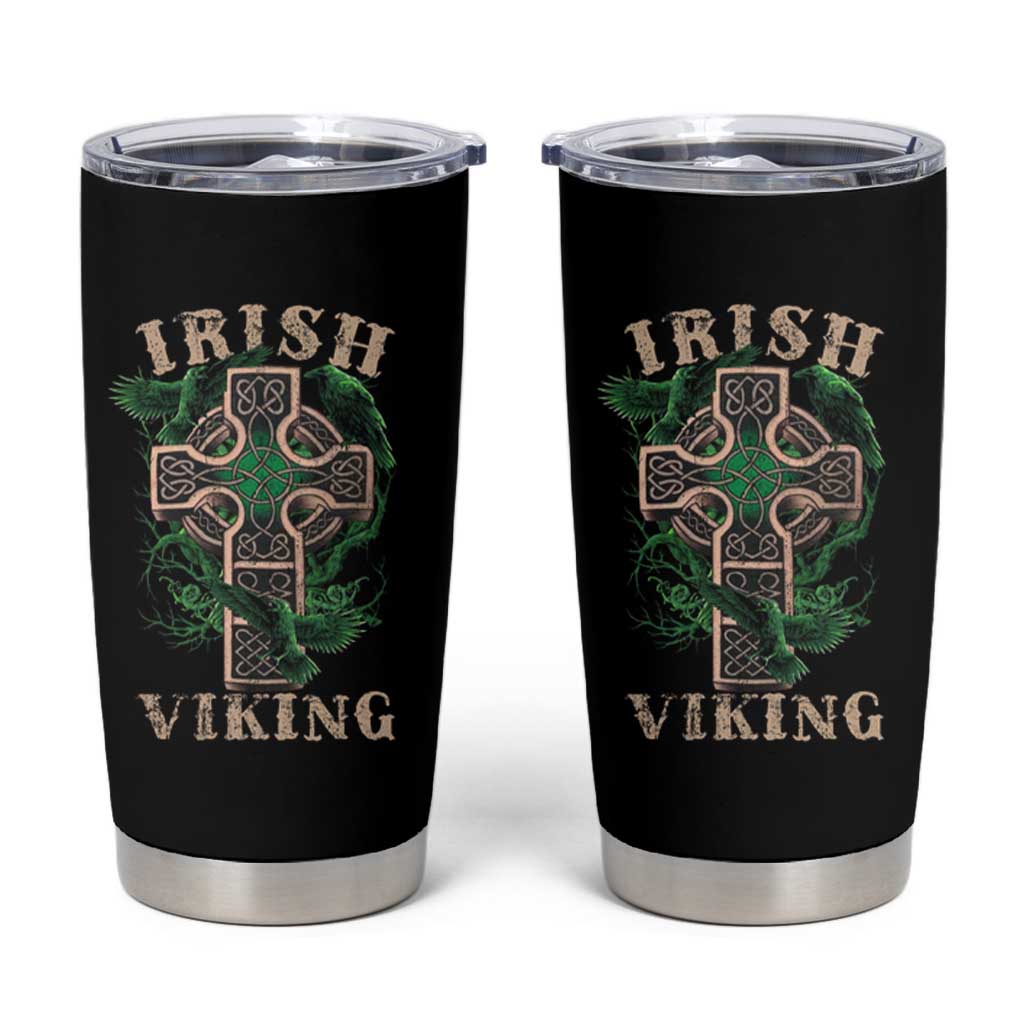 Irish Viking Tumbler Cup Celtic Cross Odin's Raven