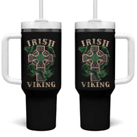Irish Viking Tumbler With Handle Celtic Cross Odin's Raven