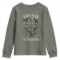 Irish Viking Youth Sweatshirt Celtic Cross Odin's Raven