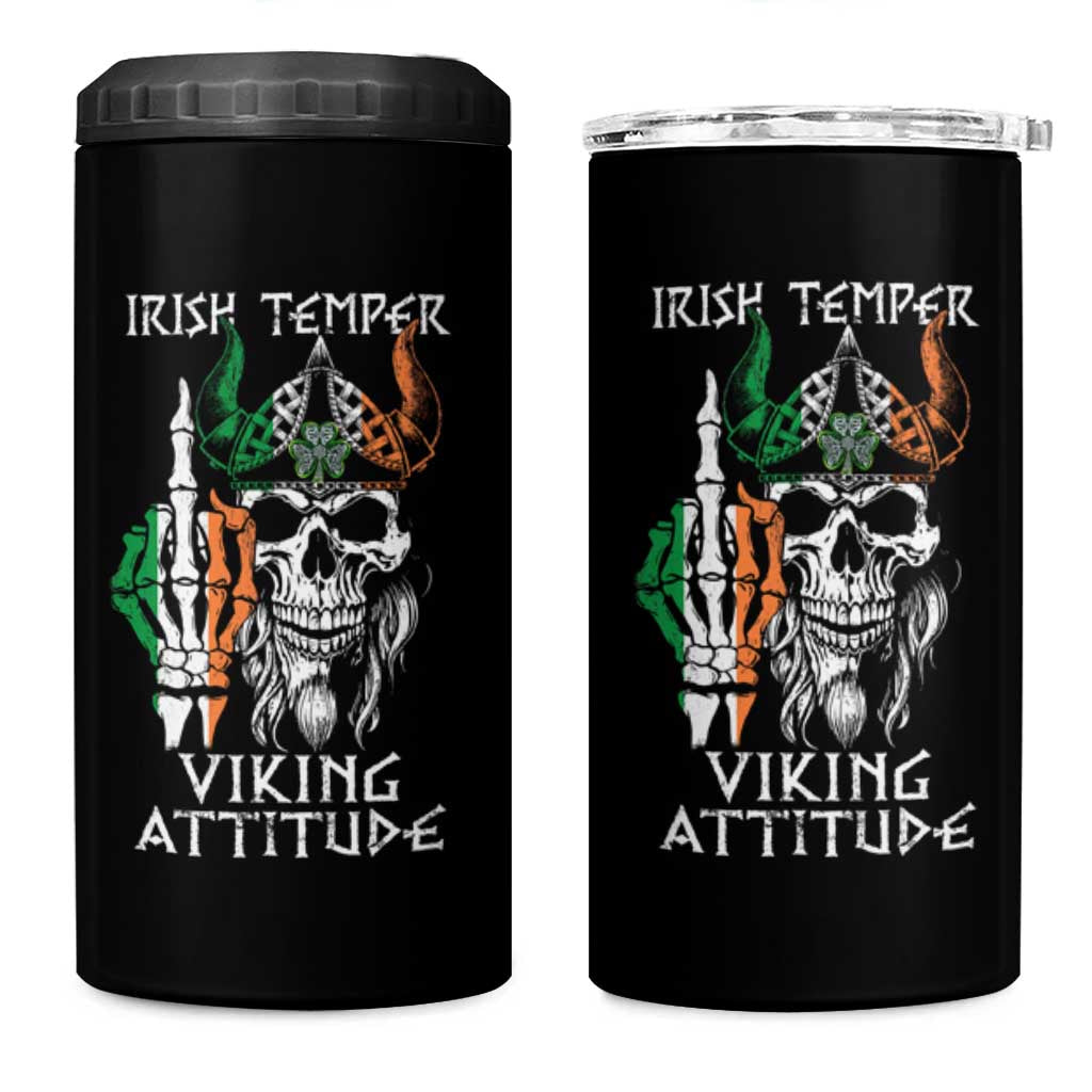 Funny Irish Viking 4 in 1 Can Cooler Tumbler Irish Temper Viking Attitude