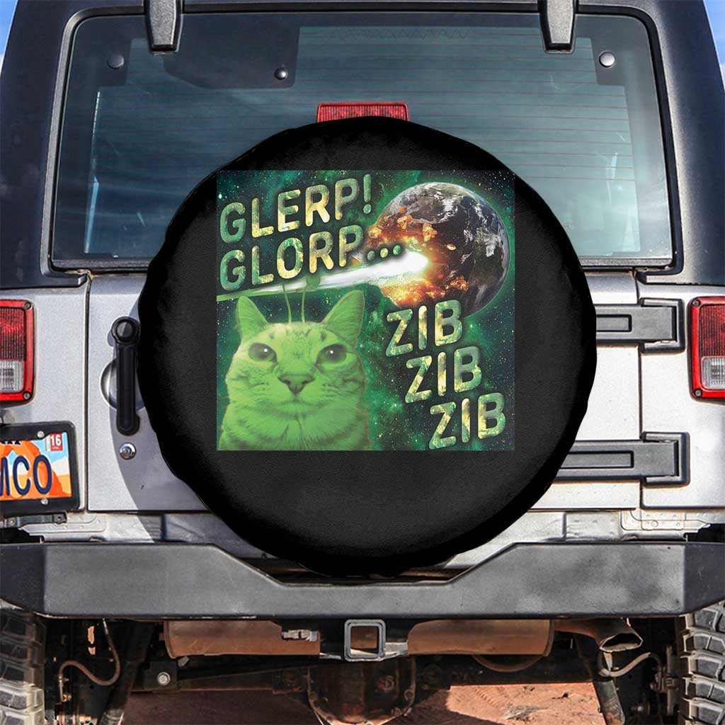 Funny Alien Cat Meme Spare Tire Cover Glerp Glorp Zib Zib