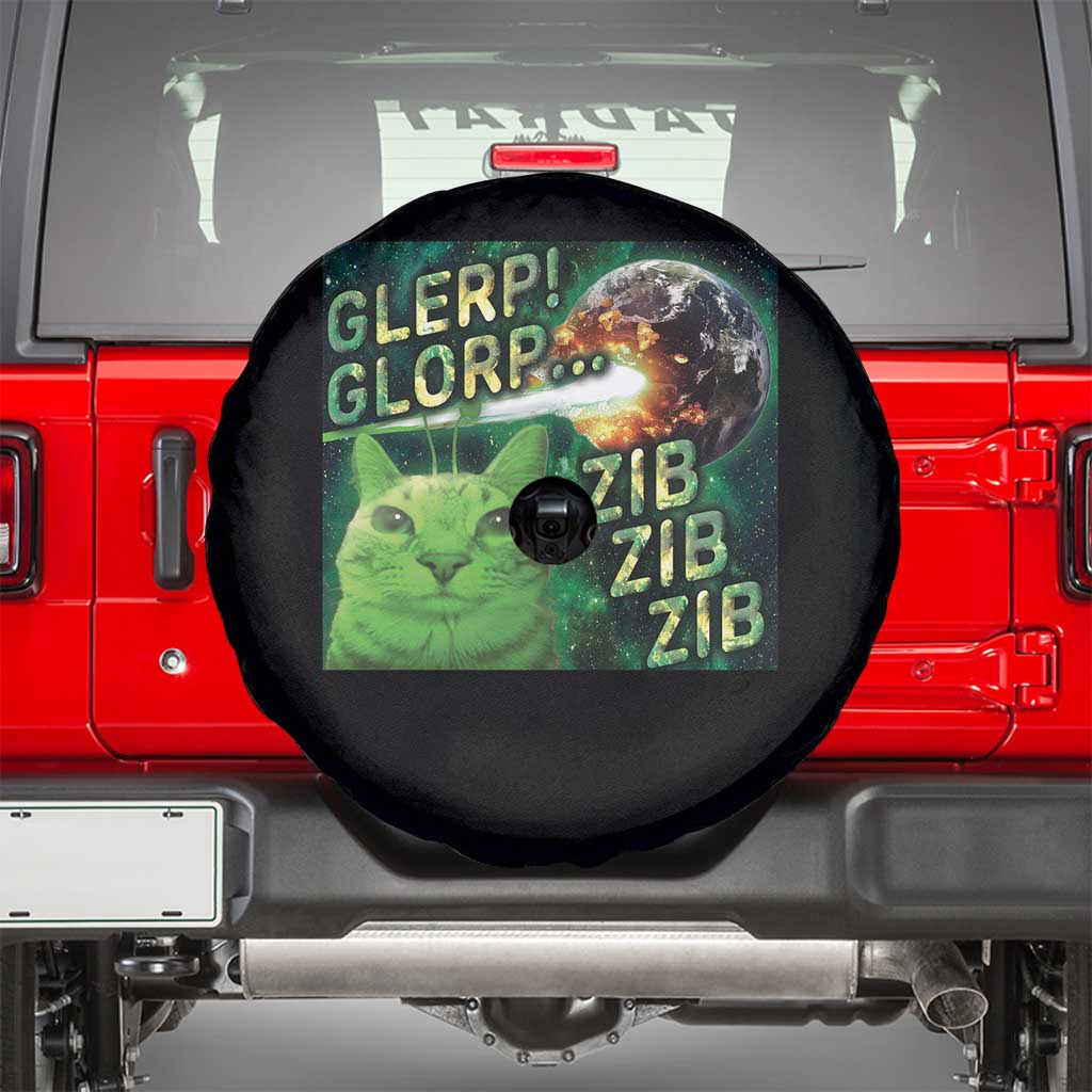 Funny Alien Cat Meme Spare Tire Cover Glerp Glorp Zib Zib