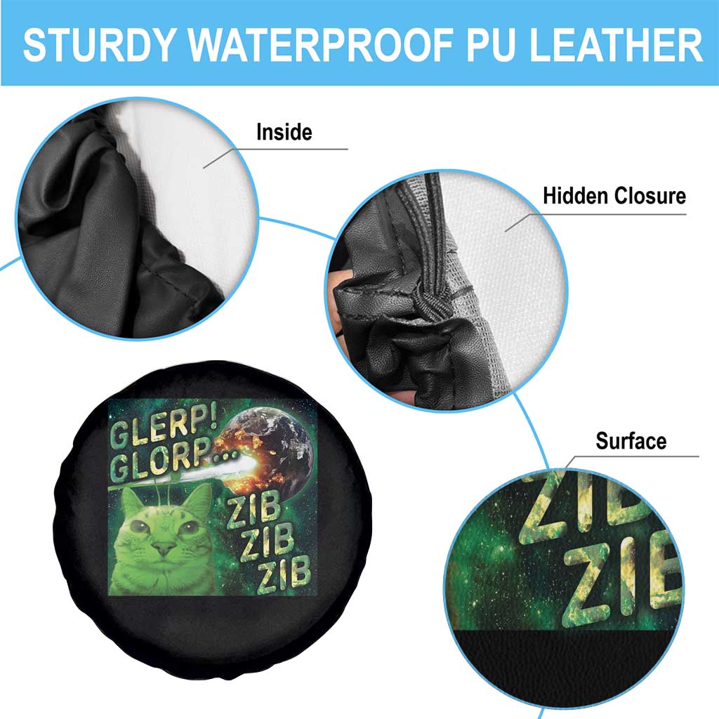 Funny Alien Cat Meme Spare Tire Cover Glerp Glorp Zib Zib