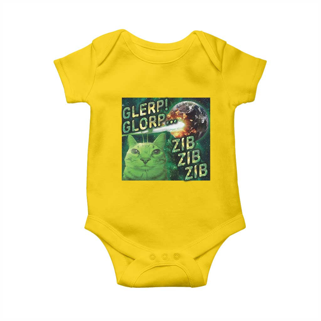 Funny Alien Cat Meme Baby Onesie Glerp Glorp Zib Zib