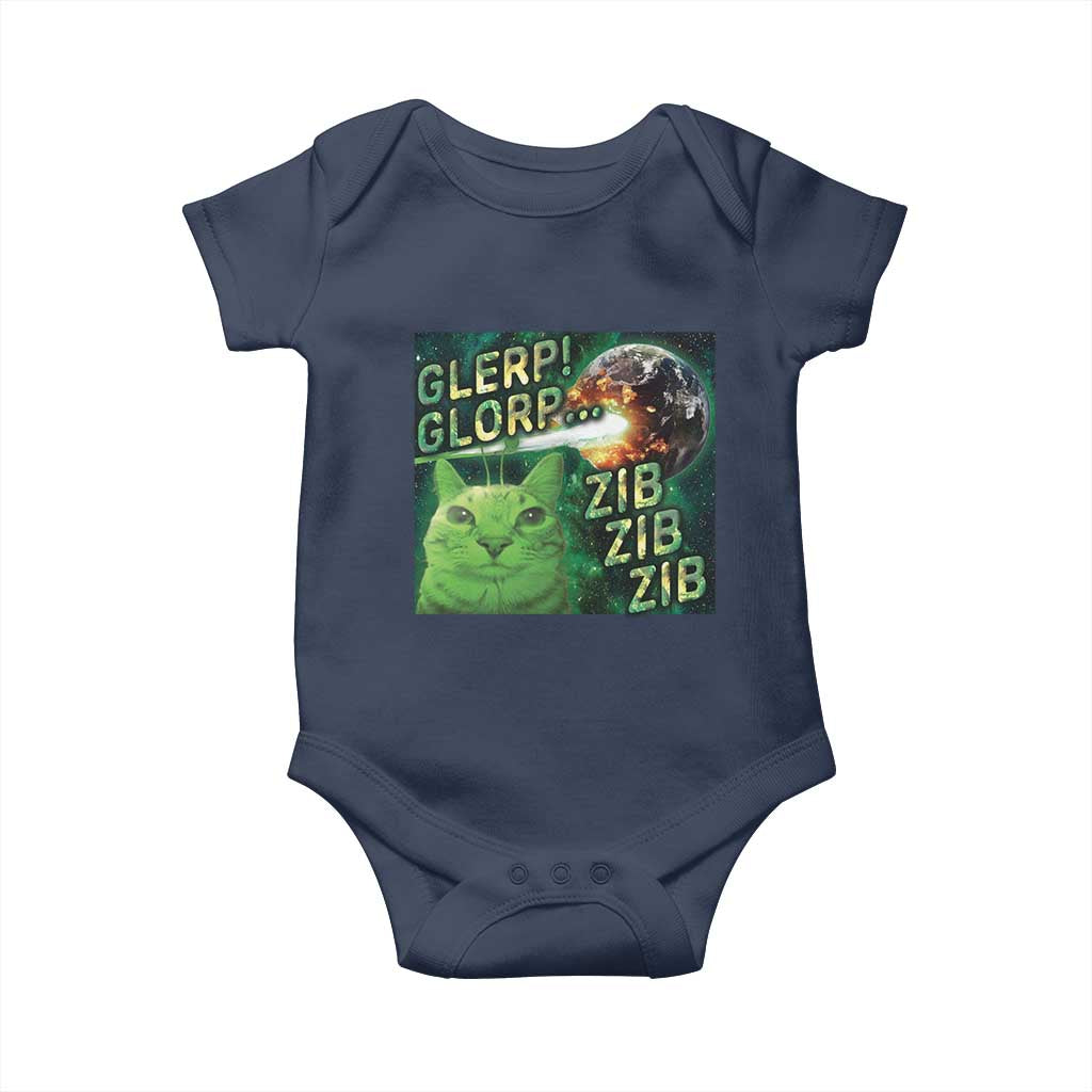 Funny Alien Cat Meme Baby Onesie Glerp Glorp Zib Zib