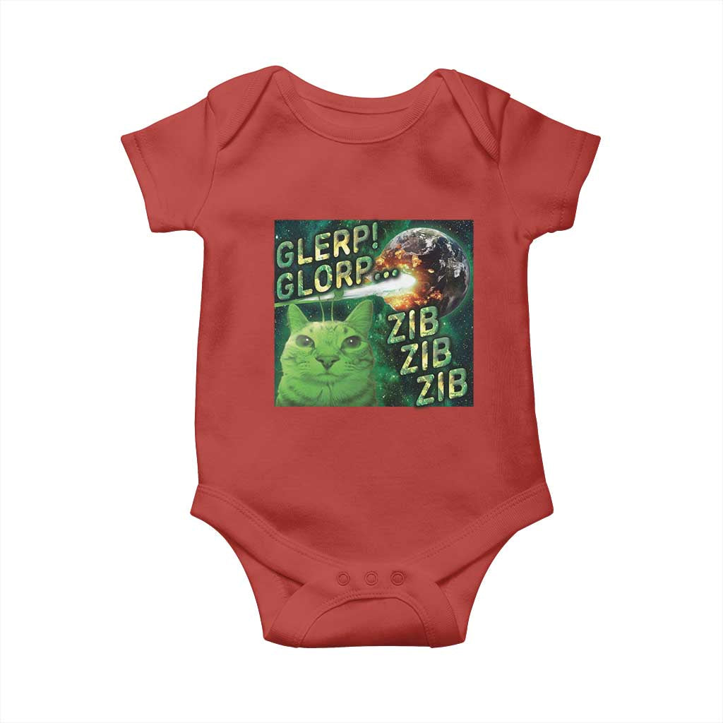 Funny Alien Cat Meme Baby Onesie Glerp Glorp Zib Zib