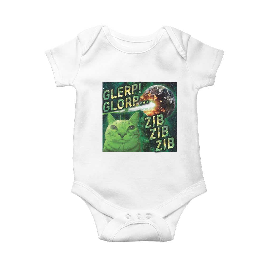 Funny Alien Cat Meme Baby Onesie Glerp Glorp Zib Zib