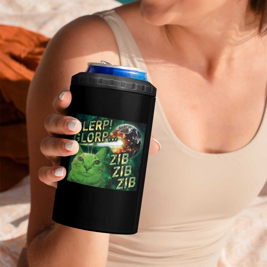 Funny Alien Cat Meme 4 in 1 Can Cooler Tumbler Glerp Glorp Zib Zib