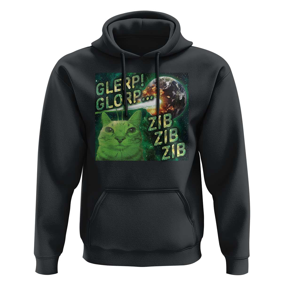 Funny Alien Cat Meme Hoodie Glerp Glorp Zib Zib