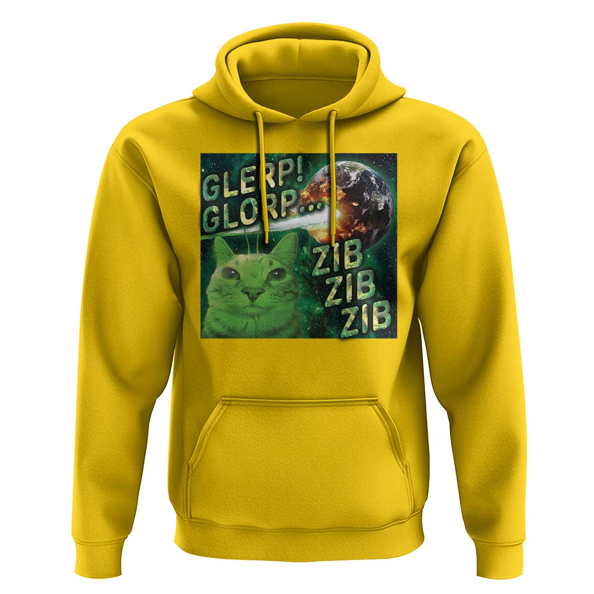 Funny Alien Cat Meme Hoodie Glerp Glorp Zib Zib