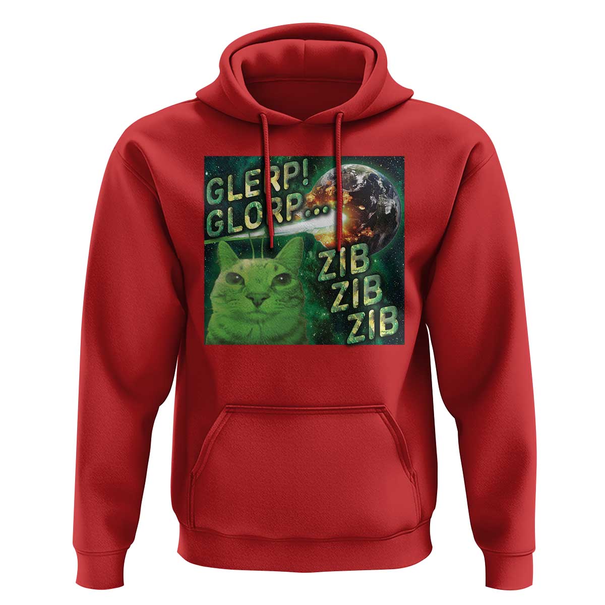 Funny Alien Cat Meme Hoodie Glerp Glorp Zib Zib