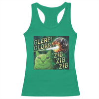 Funny Alien Cat Meme Racerback Tank Top Glerp Glorp Zib Zib