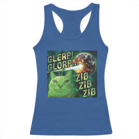 Funny Alien Cat Meme Racerback Tank Top Glerp Glorp Zib Zib