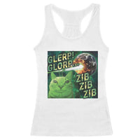 Funny Alien Cat Meme Racerback Tank Top Glerp Glorp Zib Zib