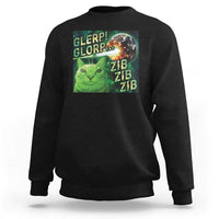 Funny Alien Cat Meme Sweatshirt Glerp Glorp Zib Zib