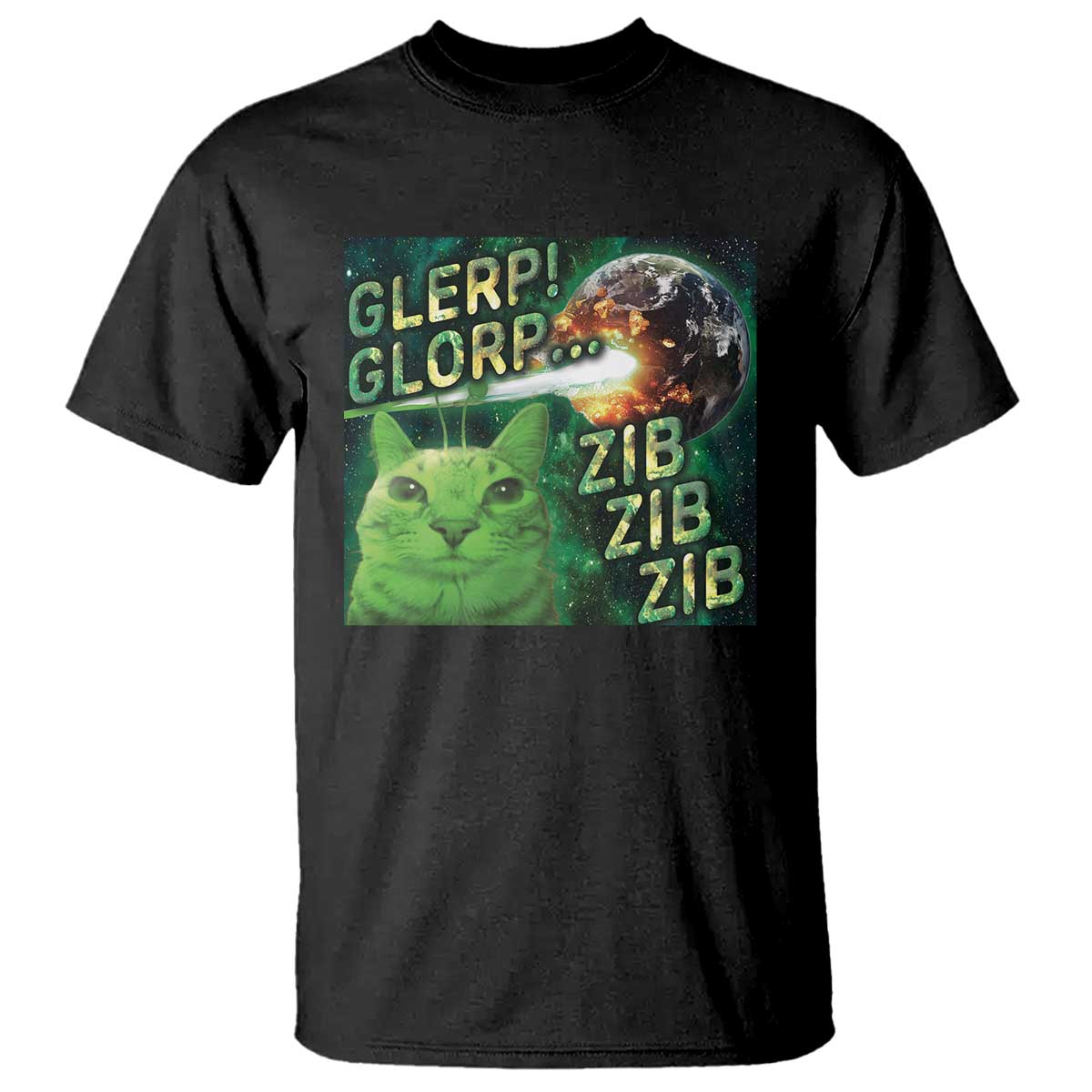 Funny Alien Cat Meme T Shirt Glerp Glorp Zib Zib