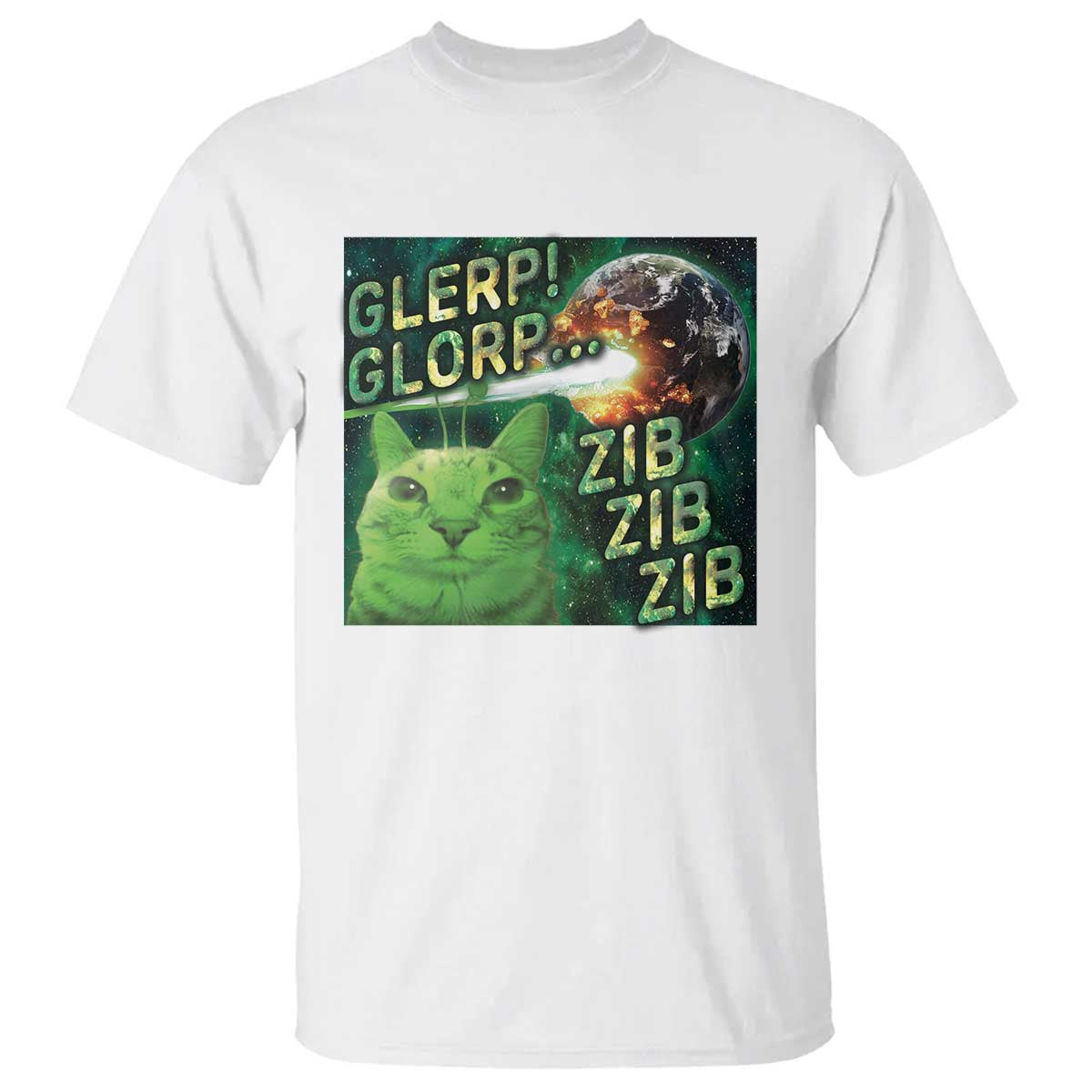 Funny Alien Cat Meme T Shirt Glerp Glorp Zib Zib