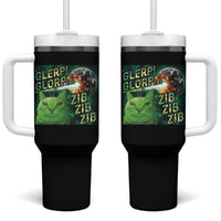 Funny Alien Cat Meme Tumbler With Handle Glerp Glorp Zib Zib