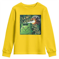 Funny Alien Cat Meme Youth Sweatshirt Glerp Glorp Zib Zib