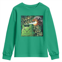 Funny Alien Cat Meme Youth Sweatshirt Glerp Glorp Zib Zib