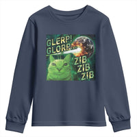 Funny Alien Cat Meme Youth Sweatshirt Glerp Glorp Zib Zib