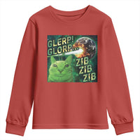 Funny Alien Cat Meme Youth Sweatshirt Glerp Glorp Zib Zib