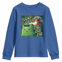 Funny Alien Cat Meme Youth Sweatshirt Glerp Glorp Zib Zib