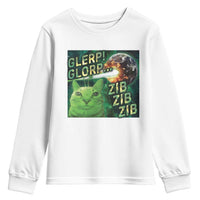 Funny Alien Cat Meme Youth Sweatshirt Glerp Glorp Zib Zib