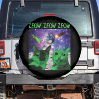 Funny Alien Cat Meme Spare Tire Cover Green Cats ZEOW ZEOW
