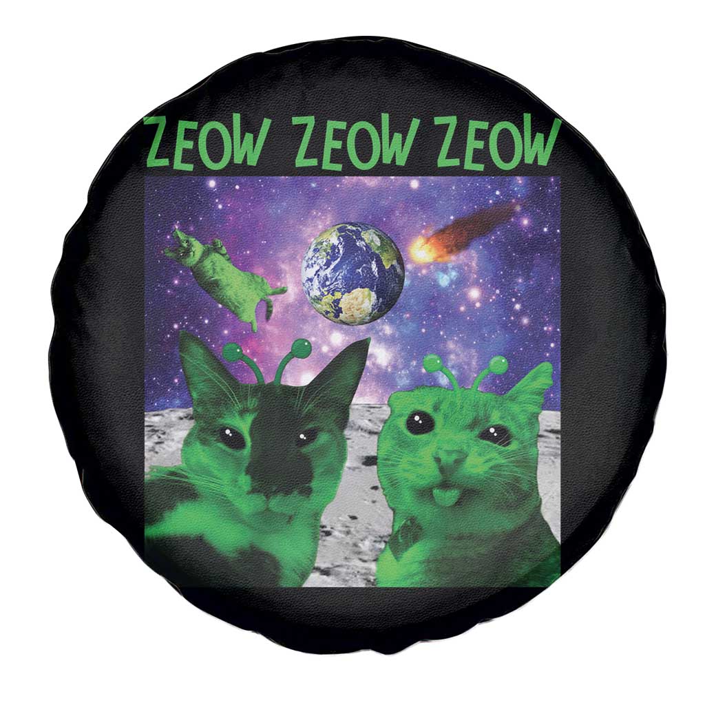 Funny Alien Cat Meme Spare Tire Cover Green Cats ZEOW ZEOW