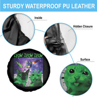 Funny Alien Cat Meme Spare Tire Cover Green Cats ZEOW ZEOW