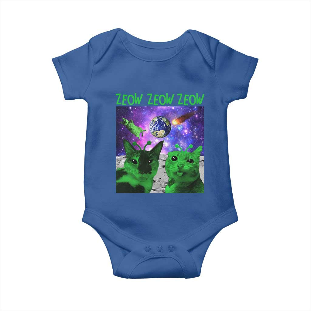 Funny Alien Cat Meme Baby Onesie Green Cats ZEOW ZEOW