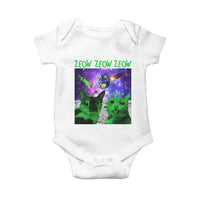 Funny Alien Cat Meme Baby Onesie Green Cats ZEOW ZEOW