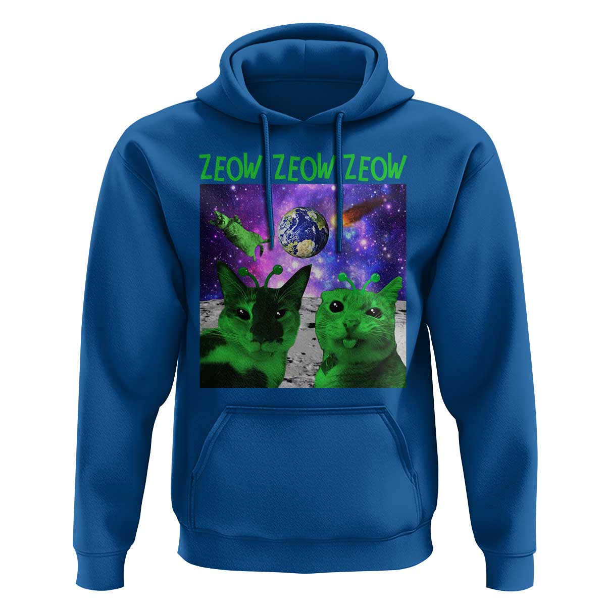 Funny Alien Cat Meme Hoodie Green Cats ZEOW ZEOW