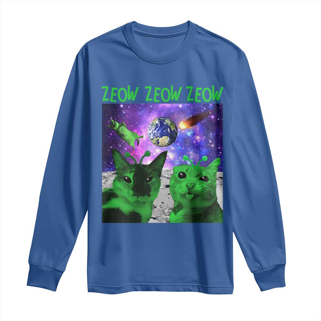Funny Alien Cat Meme Long Sleeve Shirt Green Cats ZEOW ZEOW